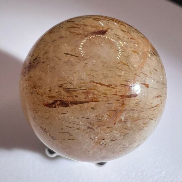 Golden Rutilated Quartz Marble Sphere (#9) - Picture 4 of 10